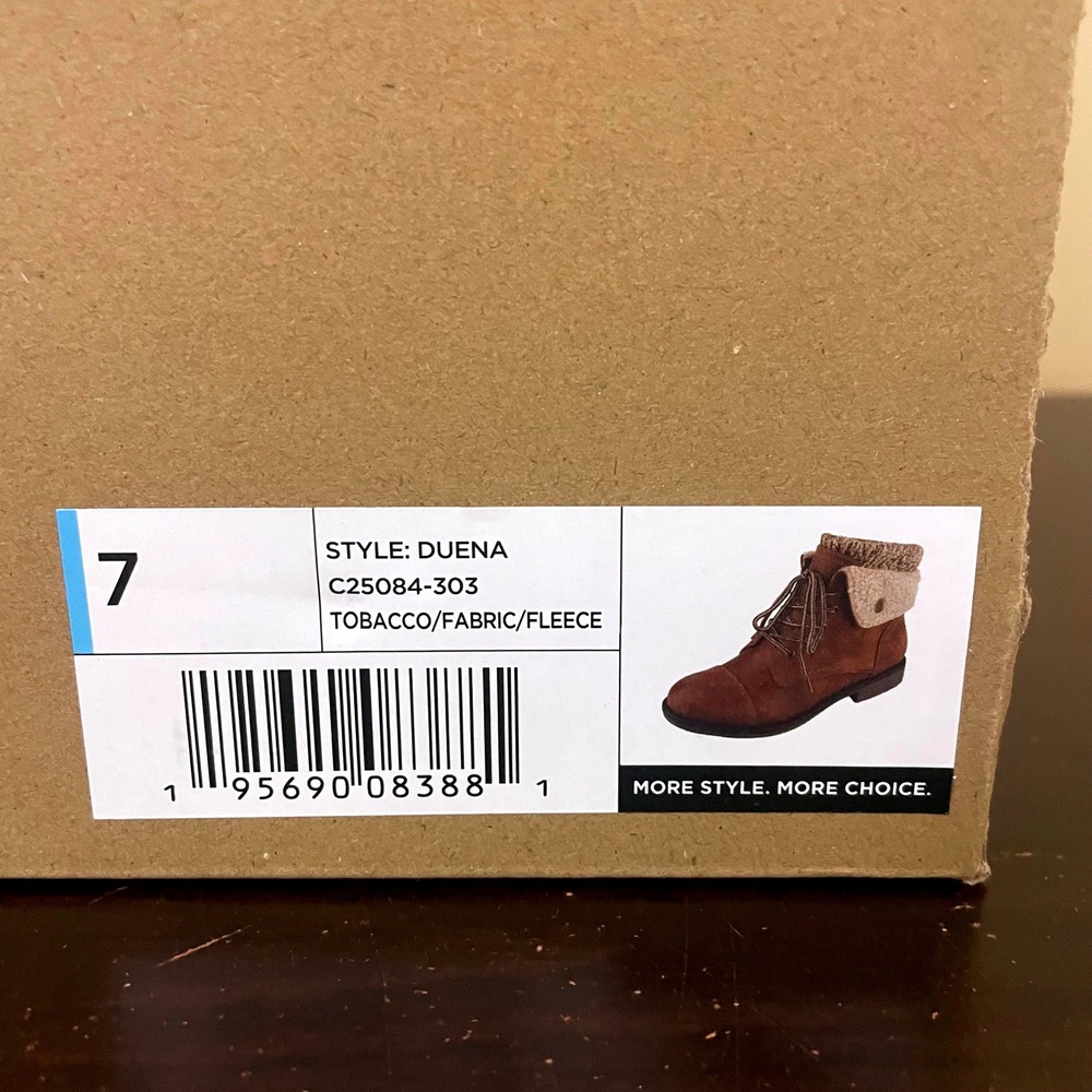 Cliffs by White Mountain Duena Tobacco Brown Knit Shearling Ankle Boots 7 - Picture 7 of 8
